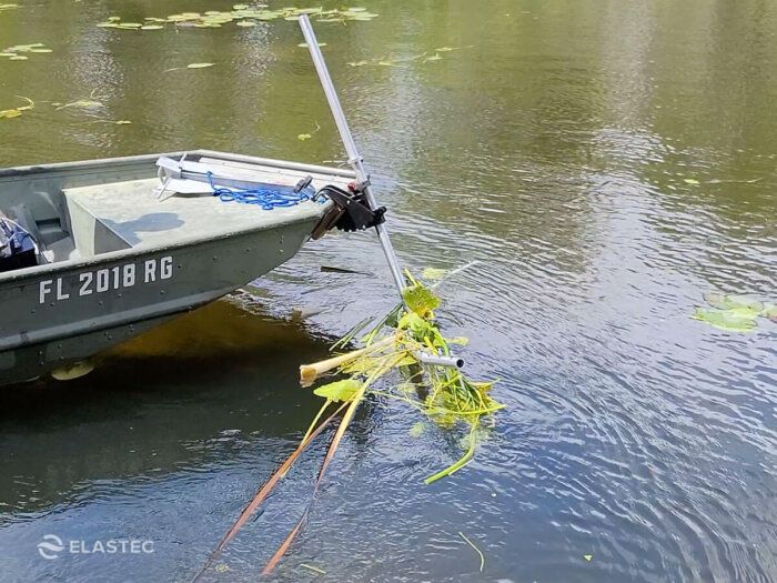 Jenson Lake Rake attached to boat